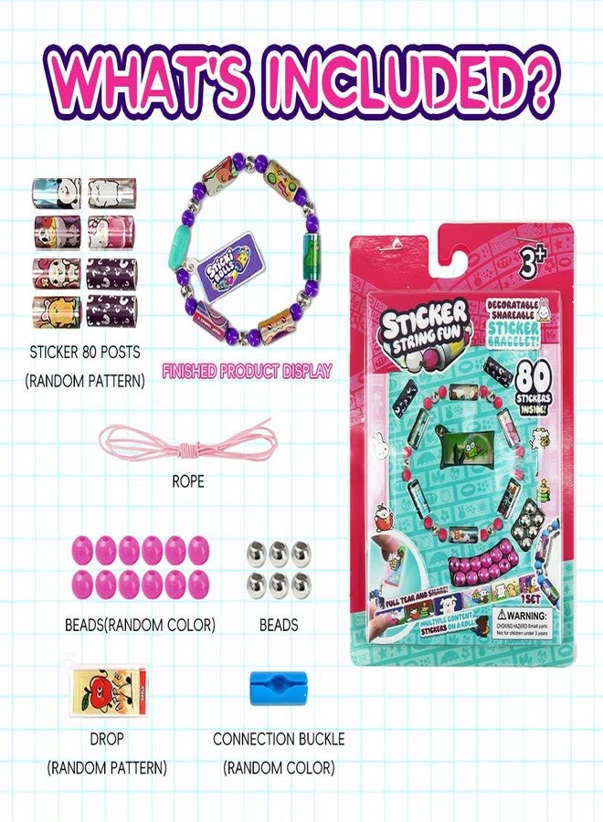 PATPAT DIY Sticker Rolls Bracelet For Kids Girls DIY Cartoon Stickers Bracelet Making Kit With Spacer Beads Carry-On Bracelets Stickers Decorative Free Making Kit Children's Day Gift, Multicolour - Image 2